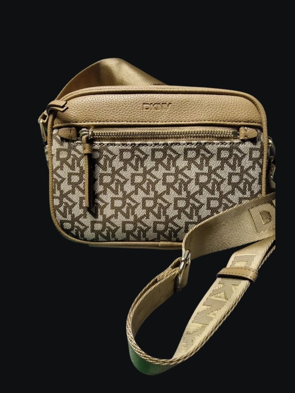 DKNY Logo Print Camera Crossbody Bag Brown Nwt